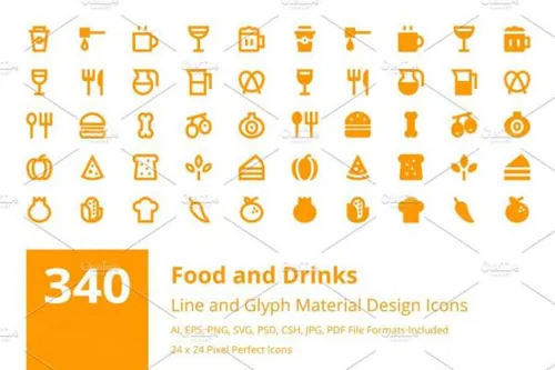 食品和饮料材料图标素材Food and Drinks Material Icon