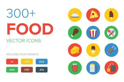 扁平化食物图标 300  Food Vector Icons