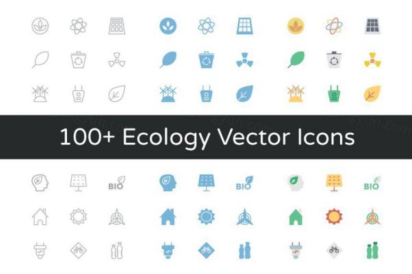 100 生态矢量图标素材 100  Ecology Vector Icons