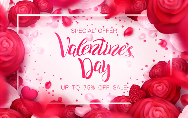 浪漫红色情人节/母亲节/38妇女节玫瑰墙纸婚礼设计传单横幅 节日快乐 矢量插图艺术