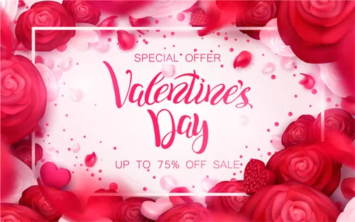 浪漫红色情人节/母亲节/38妇女节玫瑰墙纸婚礼设计传单横幅 节日快乐 矢量插图艺术