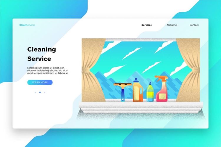 时尚多用途的清洁服务钟点工家政服务中心海报banner着陆页