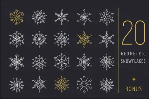20个几何雪花图标素材 20 geometric snowflakes icon