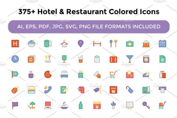 酒店和餐厅图标素材 375  Hotel and Restaurant Icon