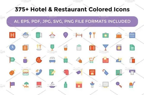 酒店和餐厅图标素材 375  Hotel and Restaurant Icon
