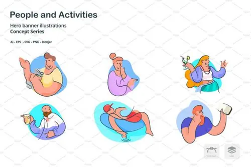 人物涂鸦线条图标 People Doodle Line Icons