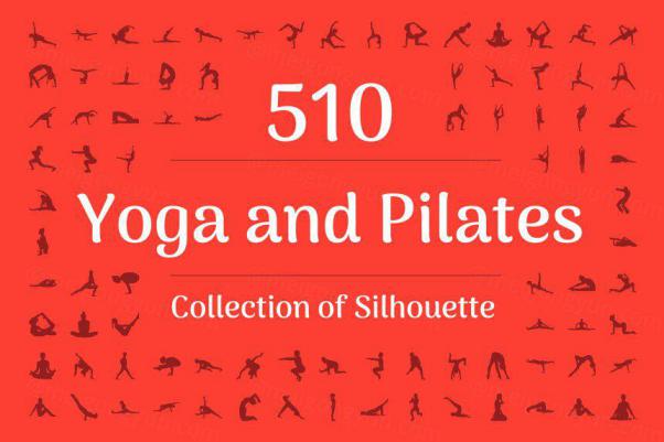 瑜伽和普拉提矢量图标 510 Yoga and Pilates Silhouet