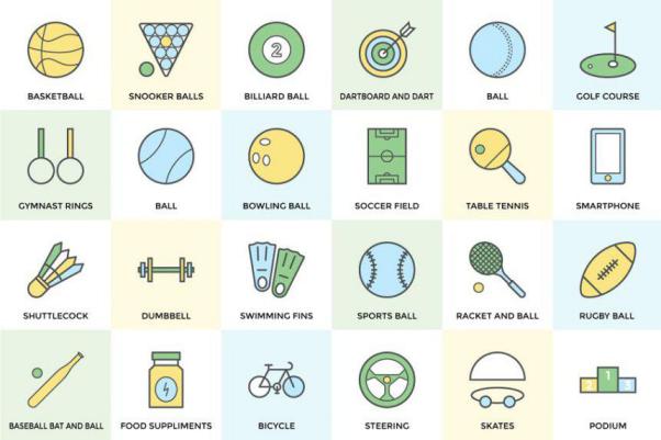 150 彩色运动图标大全 150  Sports Icon Set