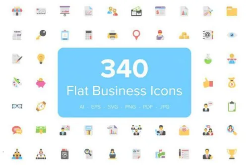 340个平面商业图标 340 Flat Business Icons