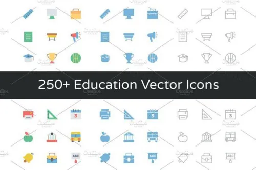 250 教育矢量图标 250  Education Vector Icons