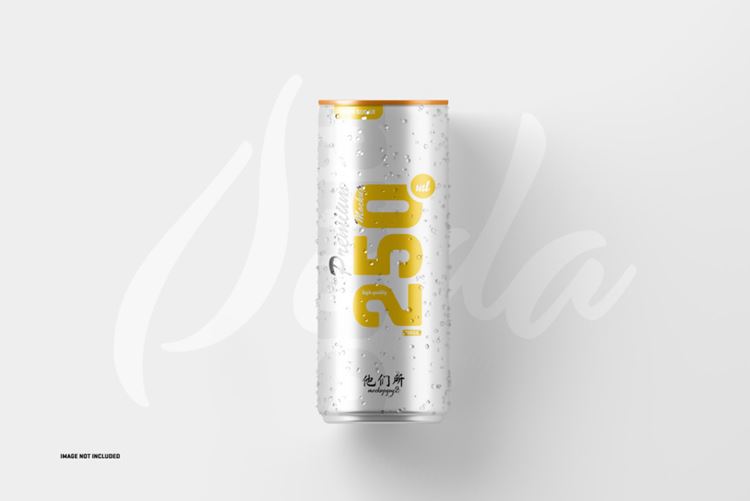 易拉罐快餐饮料包装品牌设计提案样机模板素材 250ml soda cans mockup