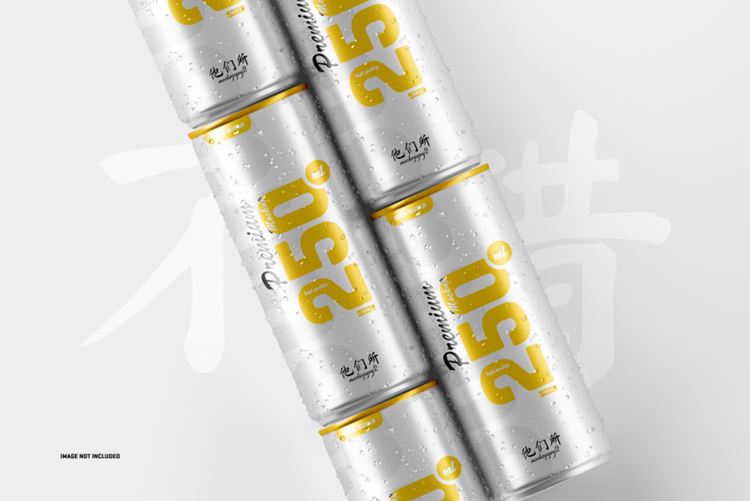 易拉罐快餐饮料包装品牌设计提案样机模板素材 250ml soda cans mockup