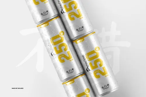 易拉罐快餐饮料包装品牌设计提案样机模板素材 250ml soda cans mockup