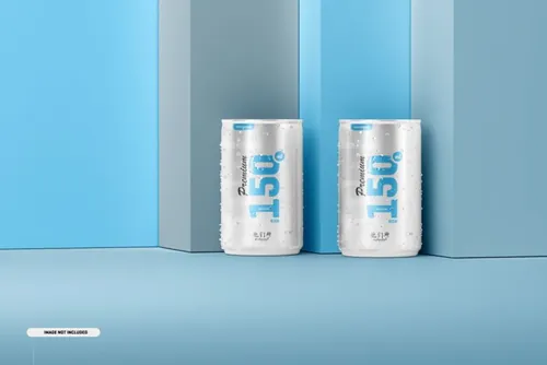 易拉罐快餐饮料包装品牌设计提案样机模板素材 150ml soda cans mockup