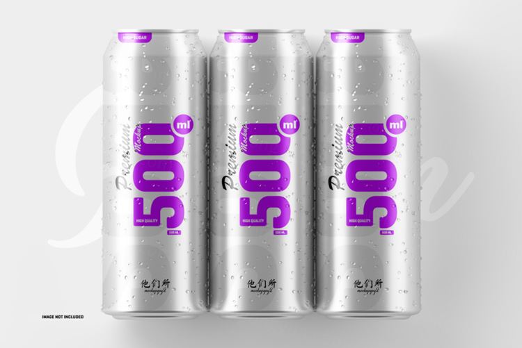 易拉罐快餐饮料包装品牌设计提案样机模板素材 500ml soda cans mockup