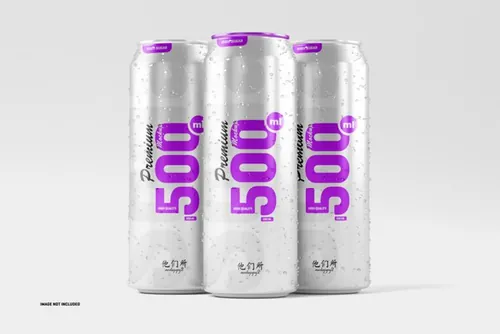 易拉罐快餐饮料包装品牌设计提案样机模板素材 500ml soda cans mockup