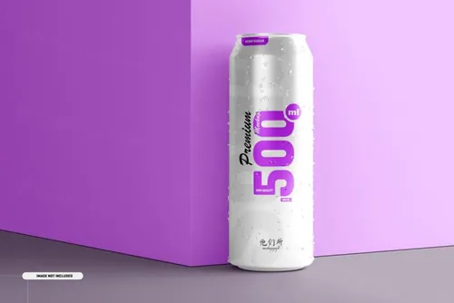 易拉罐快餐饮料包装品牌设计提案样机模板素材 500ml soda cans mockup