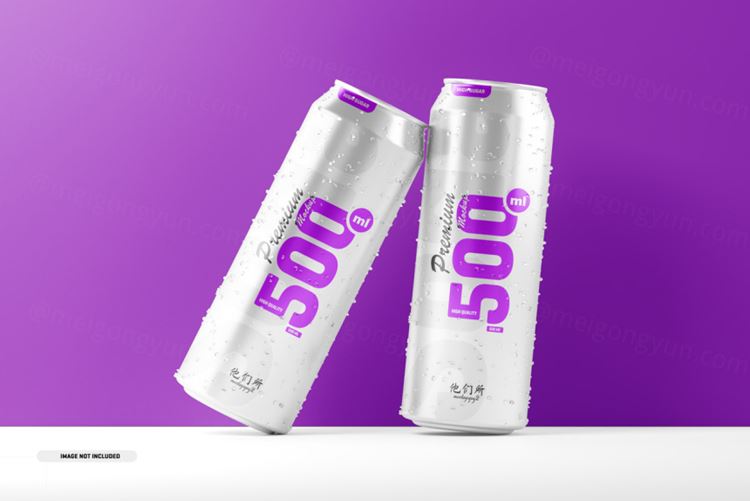 易拉罐快餐饮料包装品牌设计提案样机模板素材 500ml soda cans mockup