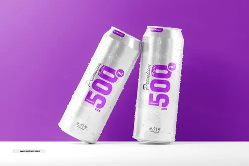 易拉罐快餐饮料包装品牌设计提案样机模板素材 500ml soda cans mockup