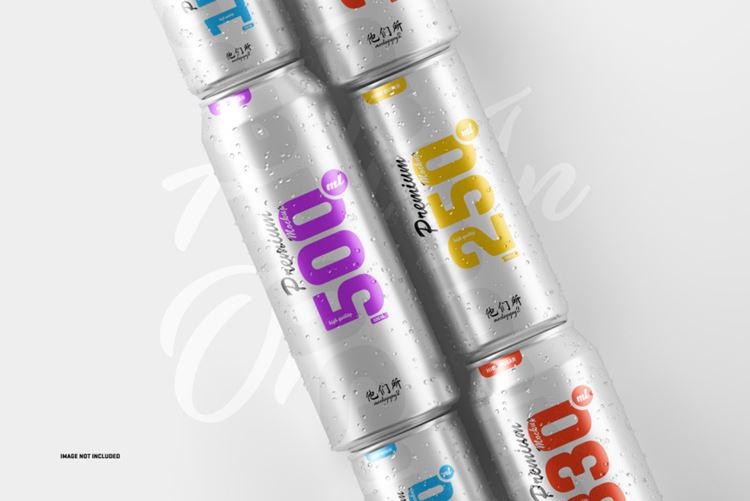 易拉罐快餐饮料包装品牌设计提案样机模板素材 250ml500ml soda cans mockup