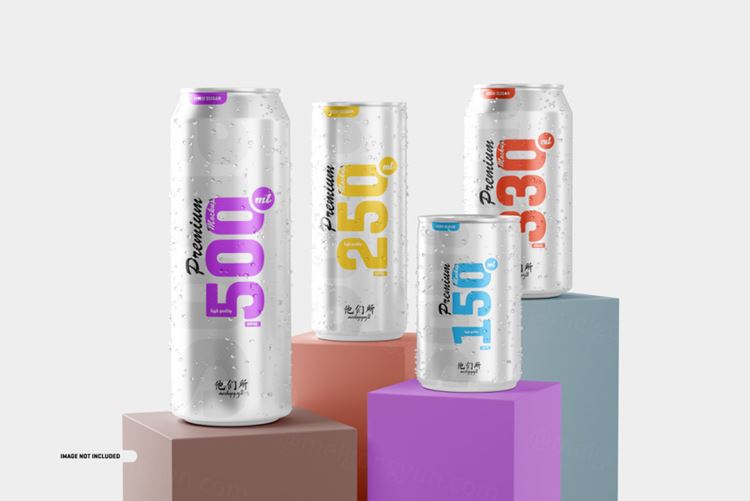 易拉罐快餐饮料包装品牌设计提案样机模板素材 soda cans mockup