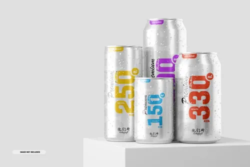 易拉罐快餐饮料包装品牌设计提案样机模板素材 Soda cans mockup