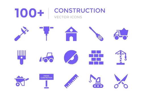 建筑矢量图标 100  Construction Vector Icons