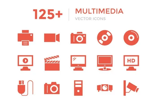 125 多媒体矢量图标 125  Multimedia Vector Icons