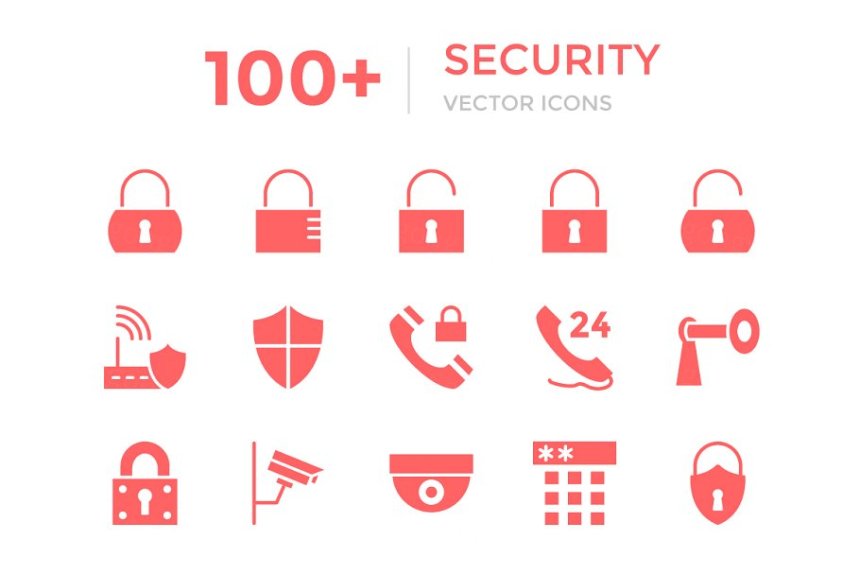 100 安全矢量图标 100  Security Vector Icons