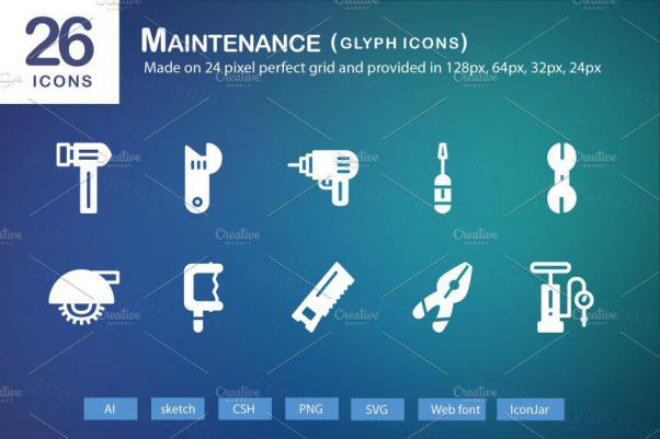 84 维护字形图标 26 Maintenance Glyph Icons