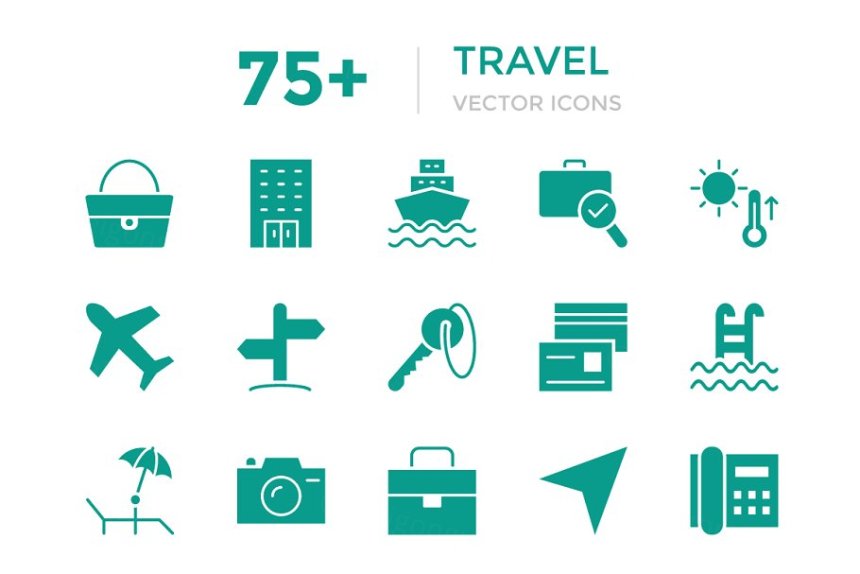 75 旅行矢量图标 75  Travel Vector Icons