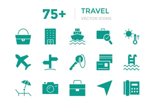 75 旅行矢量图标 75  Travel Vector Icons