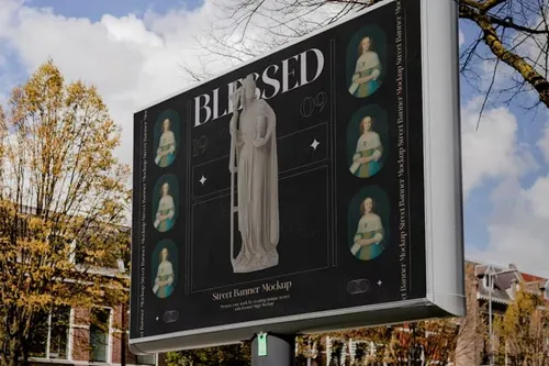 户外街头桥头高炮广告牌宣传海报设计展示样机模板 Street