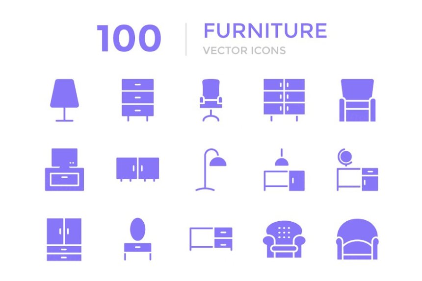 家具矢量图标 100 Furniture Vector Icons