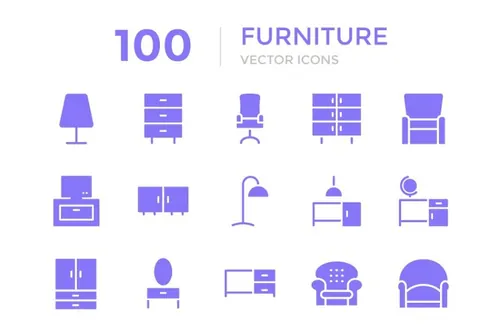 家具矢量图标 100 Furniture Vector Icons