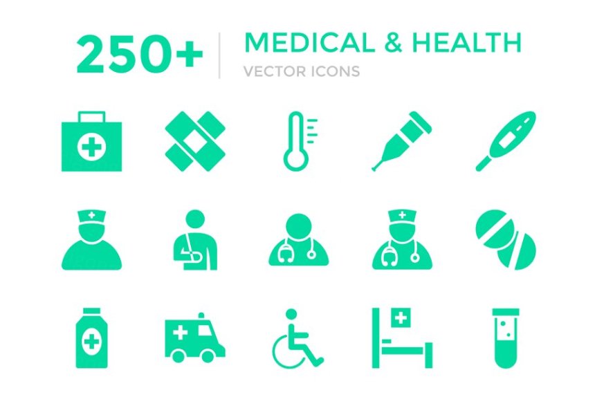 医疗和健康矢量图标大全 Medical and Health Vector Ic