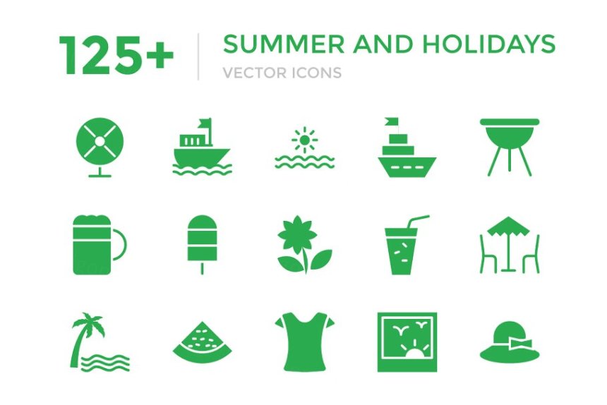 夏天假日矢量图标集Summer  Holidays Vector Icons