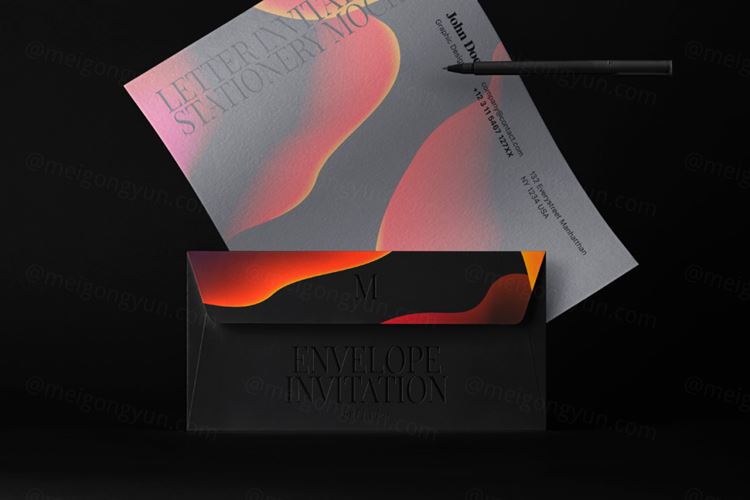 邀请函信封品牌设计贴图场景展示样机模板 Invitation