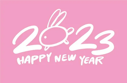 2023年中国新年生肖兔年东方传统节日促销宣传手写毛笔字插画