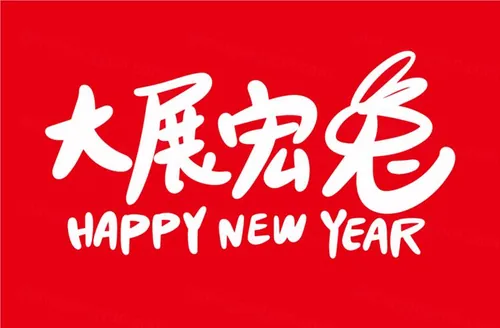 2023年大展宏兔中国新年生肖兔年东方传统节日促销宣传手写毛