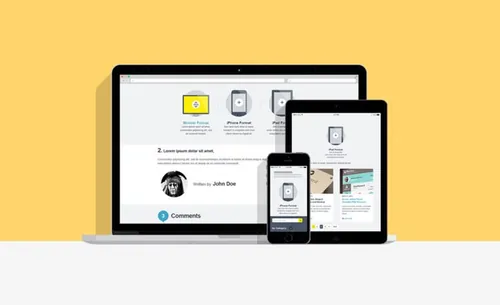 网页设计展示电子设备贴图PSD模板Flat Responsive Showcase Psd