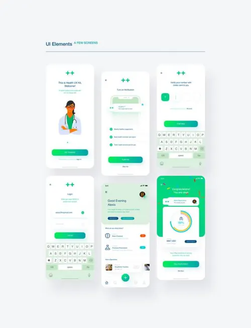 健康医疗行业APP/Web UI全套设计文件 Health Indus