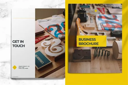 黄色配色的高端品质时尚高端企业画册宣传册房地产楼书杂志设计模板 yellow  busine...