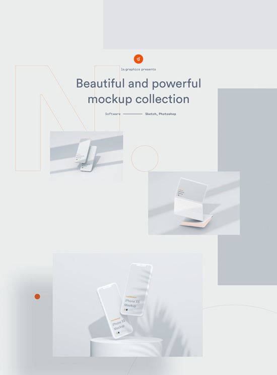 高品质三维渲染手机平板笔记本电脑高级植物光影阴影白模场景样机