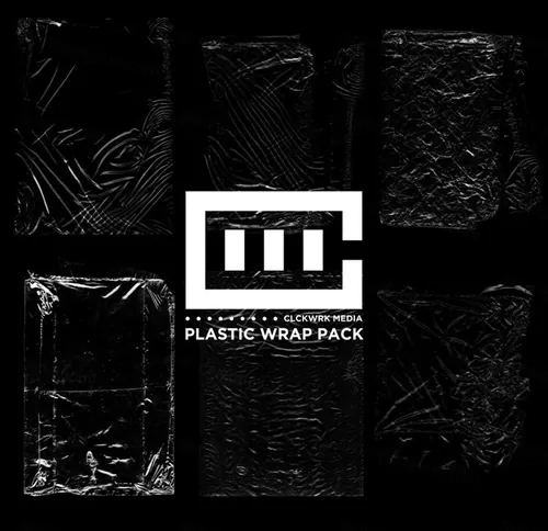6个透明褶皱保鲜膜设计装饰素材 PLASTIC WRAP P