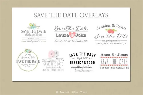 保存时期标志徽章设计模板 Save-the-Date-Overlays