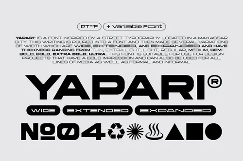 未来派酸性艺术街头潮牌设计排版杂志广告宣传英文字体家族 YA