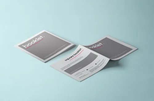 透视正方形小册子模型PSD模板Square Psd Brochure Mockup