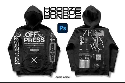 街头潮牌服饰连帽衫品牌服装设计贴图样机模板 Flat Lay Hoodie - Mockup Bundle