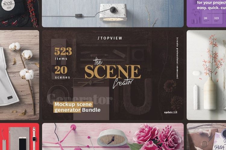 25.7G！高品质品牌设计提案超大场景样机模板[顶视图] T